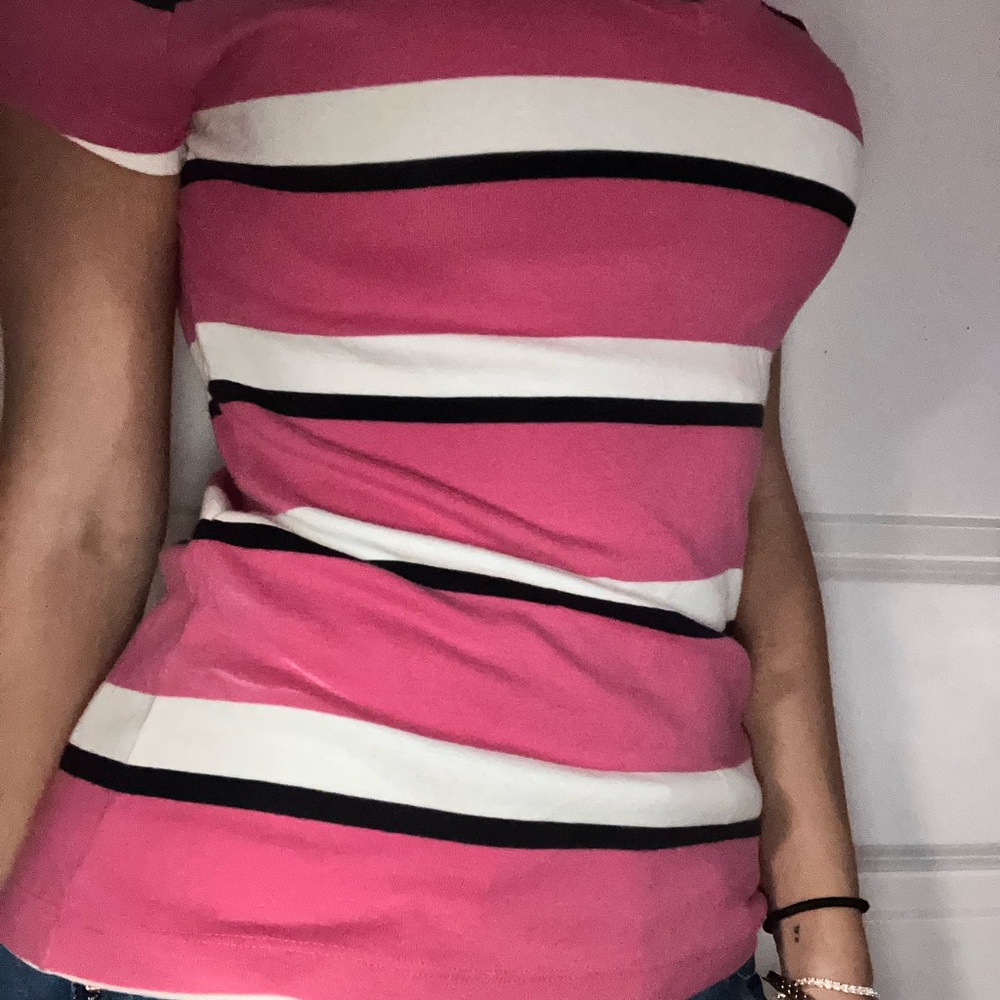 Vintage Tommy Hilfiger Pink Striped Short Sleeve Tee